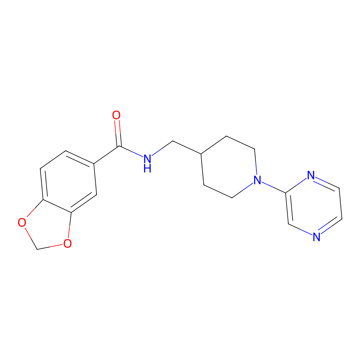 N-((1-(pyrazin-2-yl)piperidin-4-yl)methyl)benzo[d][1,3]dioxole-5-carboxamide molecular structure, CAS 1396884-46-0