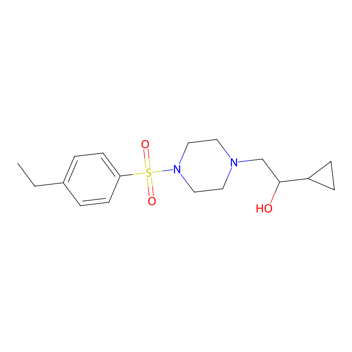 1-Cyclopropyl-2-(4-((4-ethylphenyl)sulfonyl)piperazin-1-yl)ethanol molecular structure, CAS 1396884-49-3