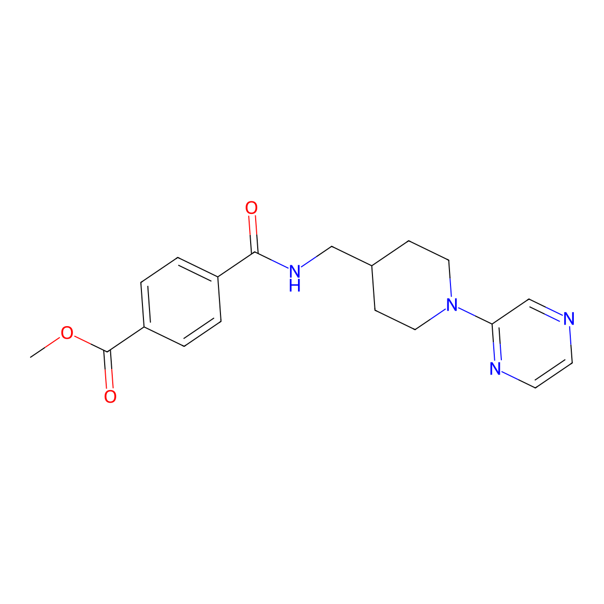 Methyl 4-({[1-(pyrazin-2-yl)piperidin-4-yl]methyl}carbamoyl)benzoate molecular structure, CAS 1396884-51-7