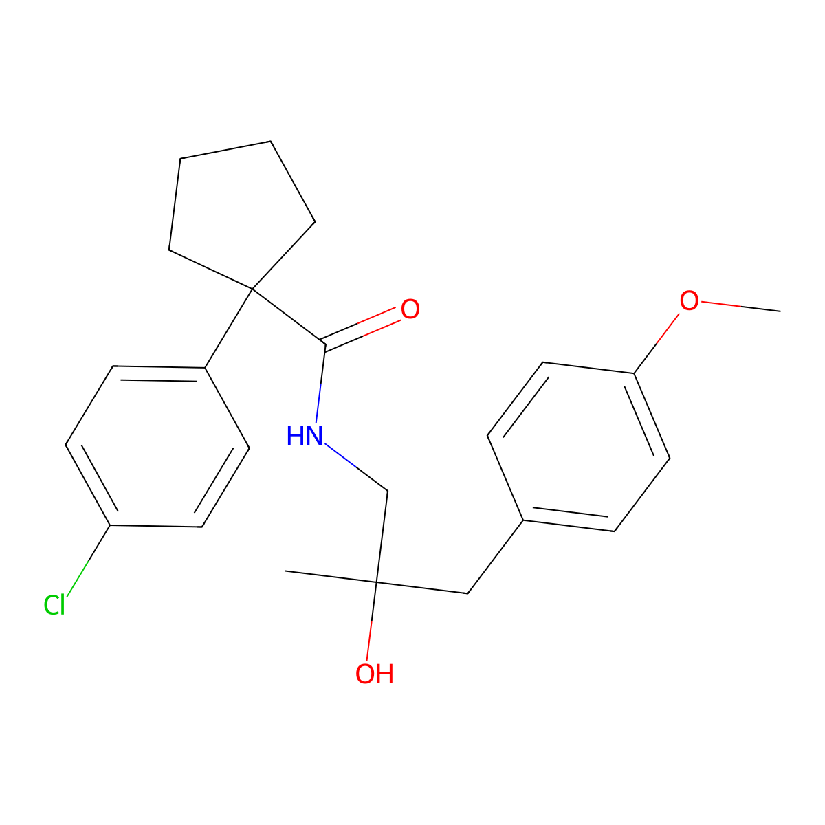 1-(4-chlorophenyl)-N-(2-hydroxy-3-(4-methoxyphenyl)-2-methylpropyl)cyclopentanecarboxamide molecular structure, CAS 1396884-53-9