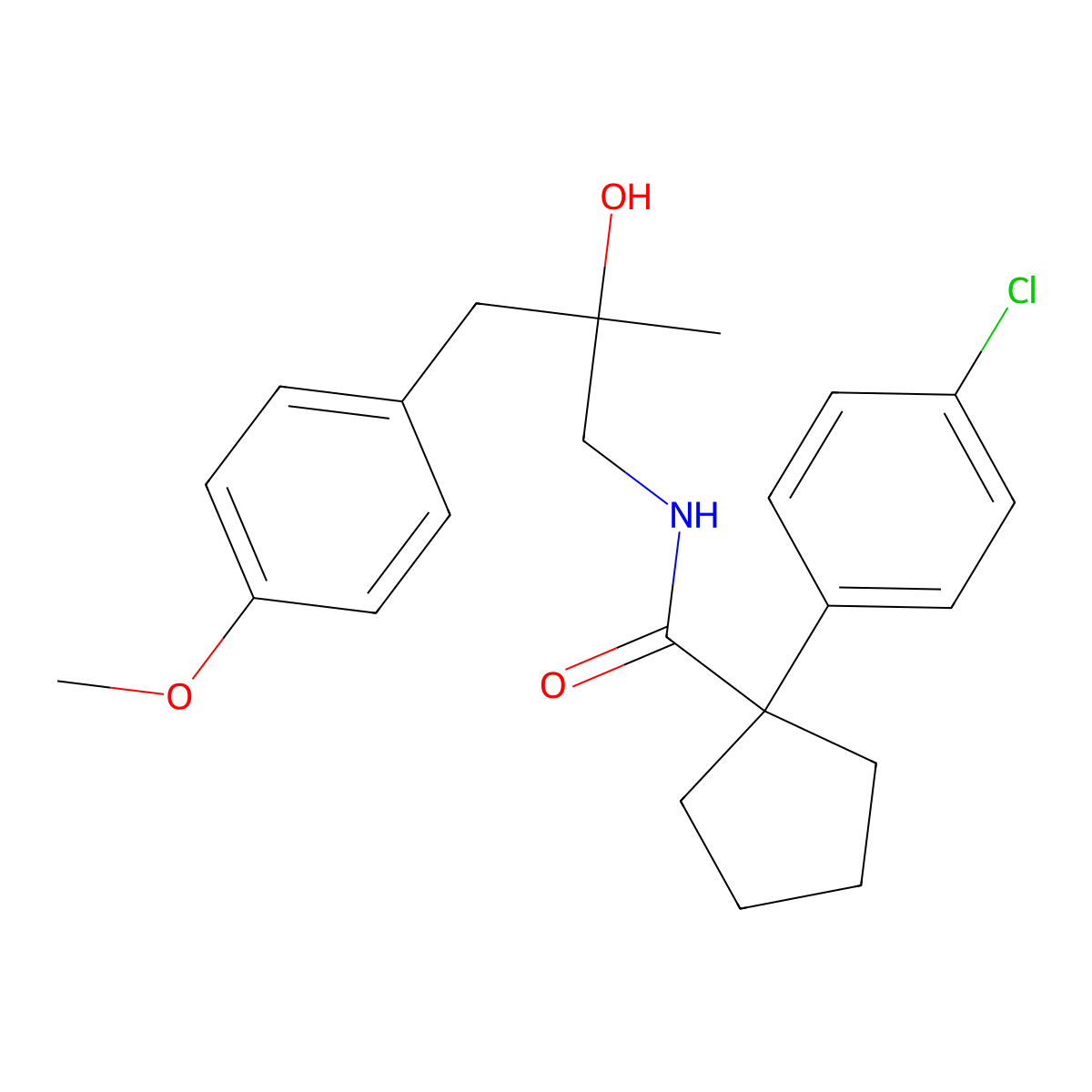 1-(4-chlorophenyl)-N-(2-hydroxy-3-(4-methoxyphenyl)-2-methylpropyl)cyclopentanecarboxamide molecular structure, CAS 1396884-53-9