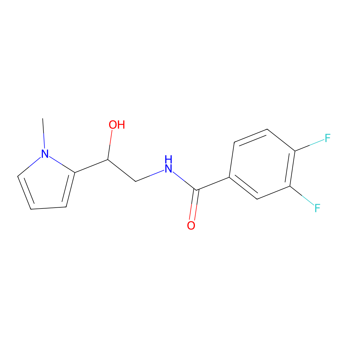 3,4-difluoro-N-(2-hydroxy-2-(1-methyl-1H-pyrrol-2-yl)ethyl)benzamide molecular structure, CAS 1396884-61-9