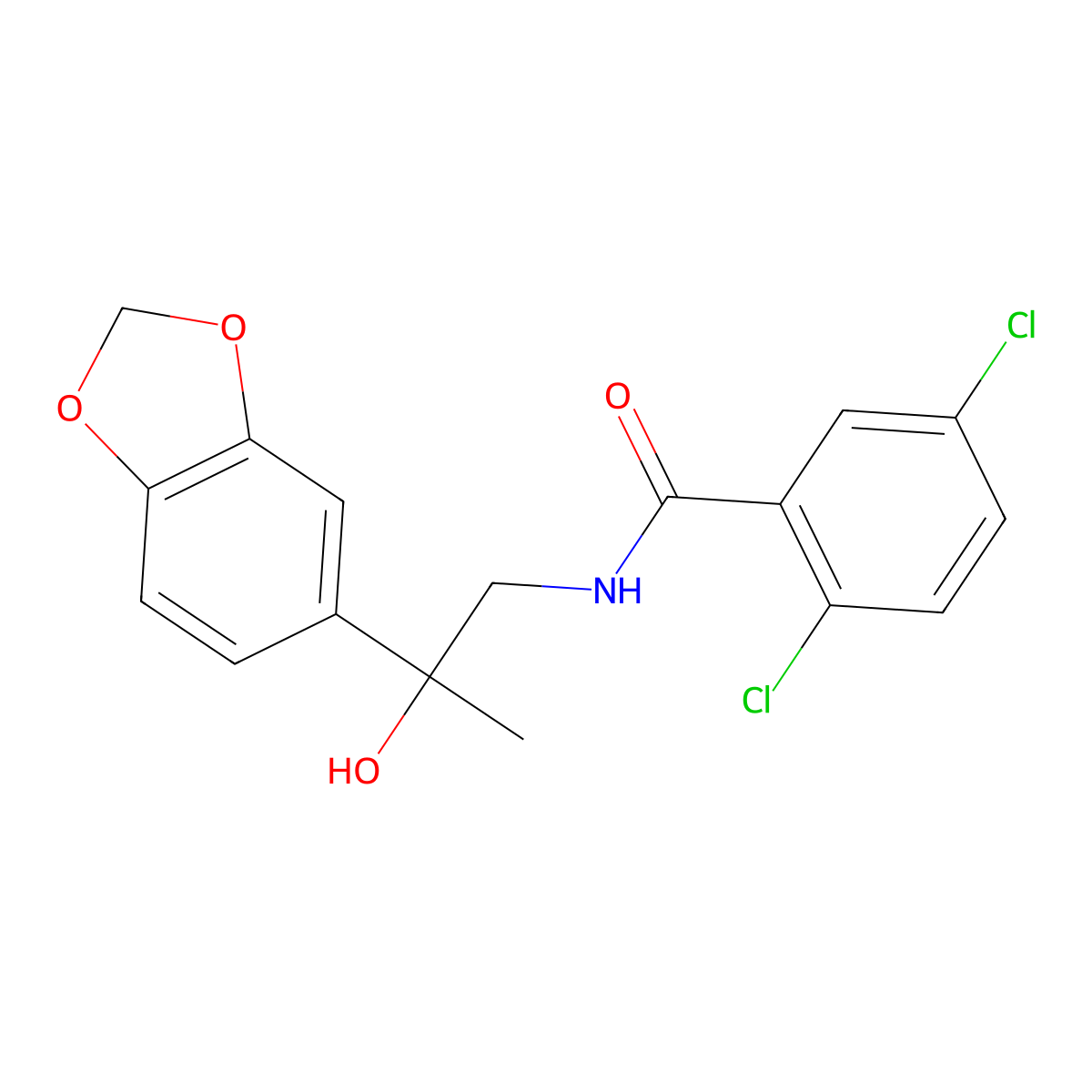 N-(2-(benzo[d][1,3]dioxol-5-yl)-2-hydroxypropyl)-2,5-dichlorobenzamide molecular structure, CAS 1396884-64-2