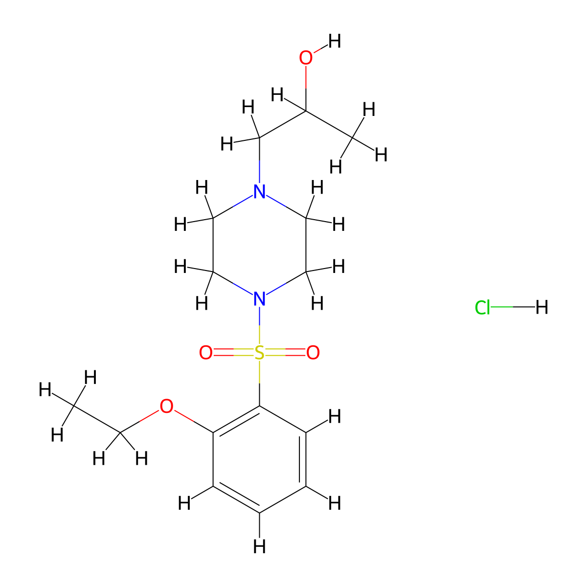 1-(4-((2-Ethoxyphenyl)sulfonyl)piperazin-1-yl)propan-2-ol hydrochloride molecular structure, CAS 1396884-72-2