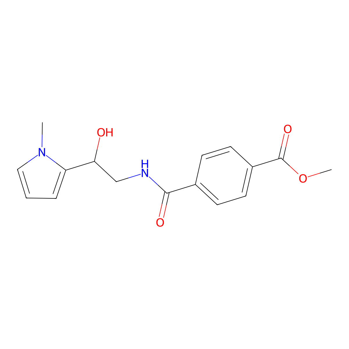 methyl 4-((2-hydroxy-2-(1-methyl-1H-pyrrol-2-yl)ethyl)carbamoyl)benzoate molecular structure, CAS 1396884-78-8