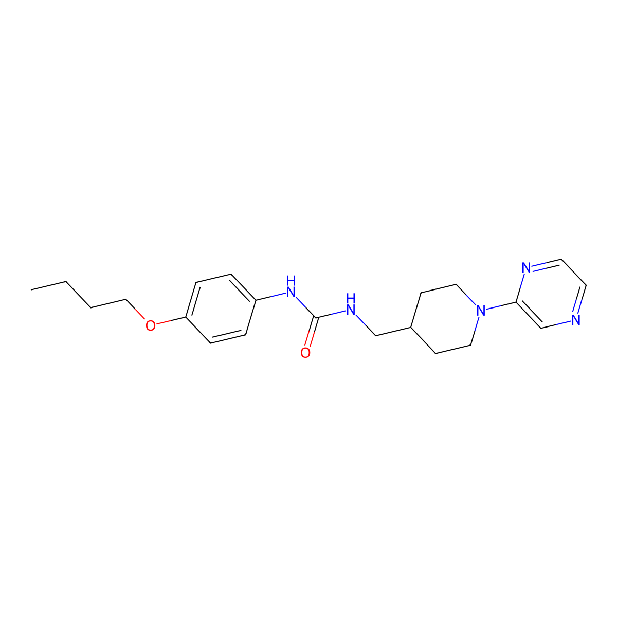 1-(4-Butoxyphenyl)-3-((1-(pyrazin-2-yl)piperidin-4-yl)methyl)urea molecular structure, CAS 1396884-79-9