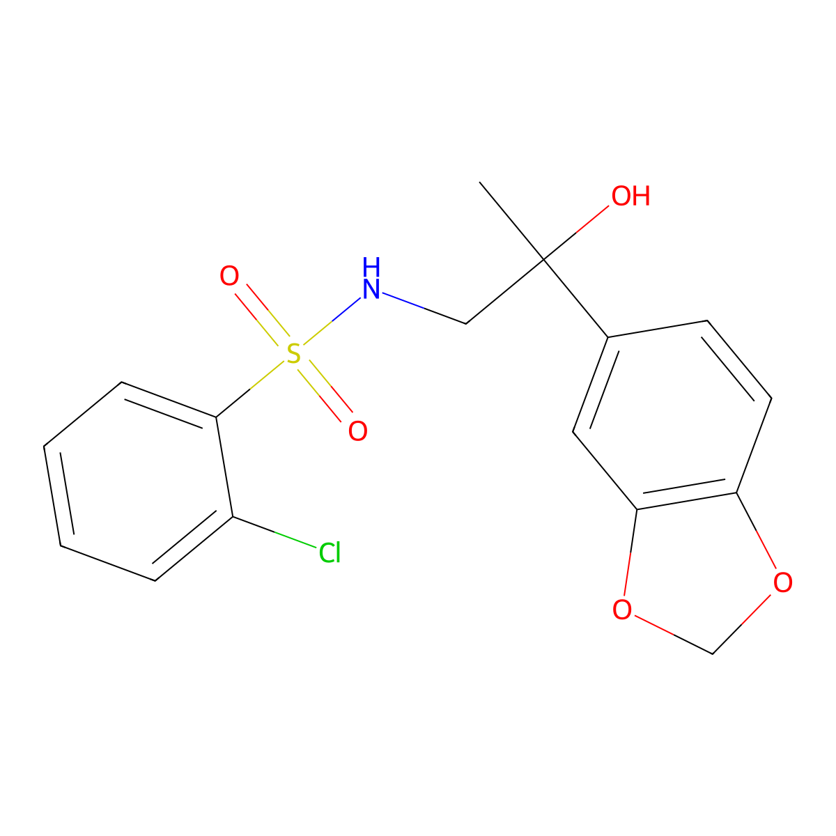 N-(2-(benzo[d][1,3]dioxol-5-yl)-2-hydroxypropyl)-2-chlorobenzenesulfonamide molecular structure, CAS 1396884-81-3