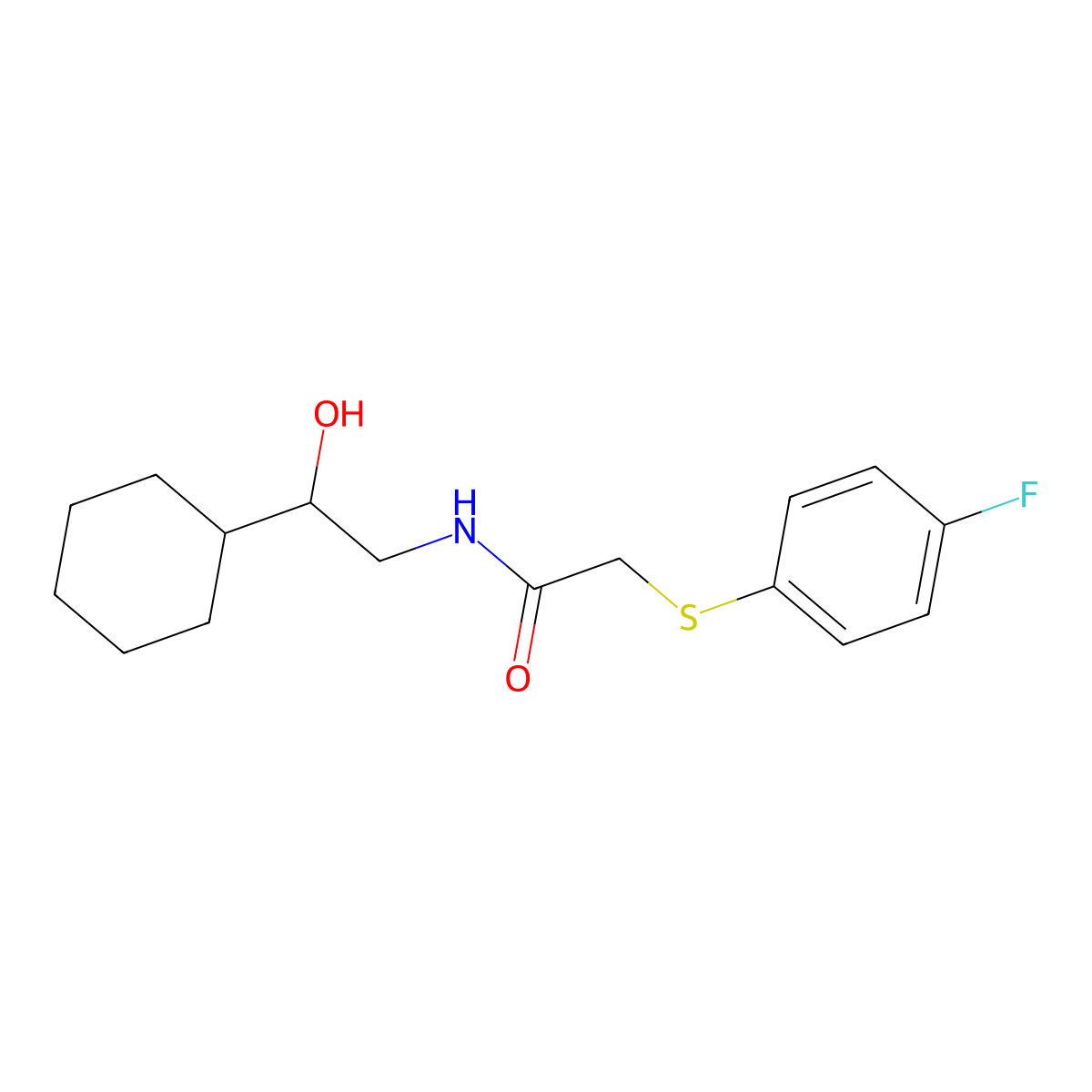 N-(2-cyclohexyl-2-hydroxyethyl)-2-((4-fluorophenyl)thio)acetamide molecular structure, CAS 1396884-82-4