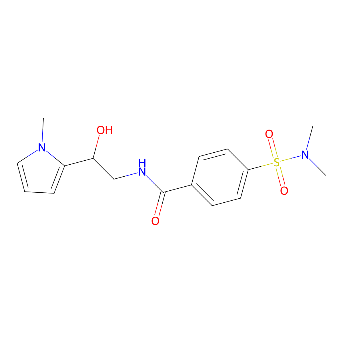 4-(N,N-dimethylsulfamoyl)-N-(2-hydroxy-2-(1-methyl-1H-pyrrol-2-yl)ethyl)benzamide molecular structure, CAS 1396884-93-7