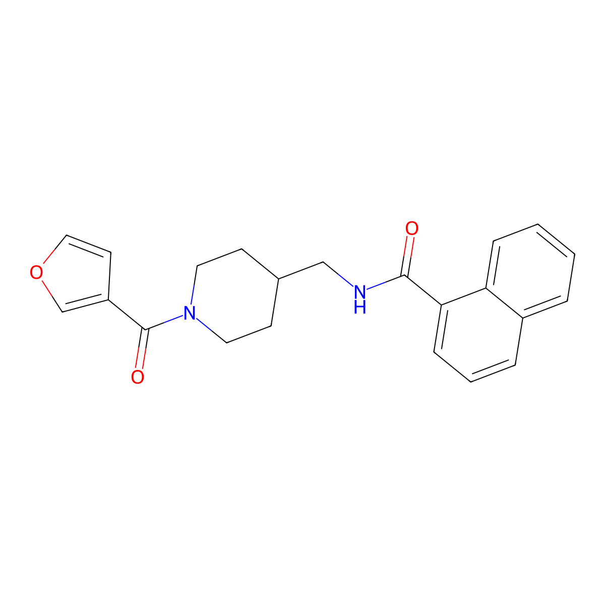 N-((1-(furan-3-carbonyl)piperidin-4-yl)methyl)-1-naphthamide molecular structure, CAS 1396884-95-9