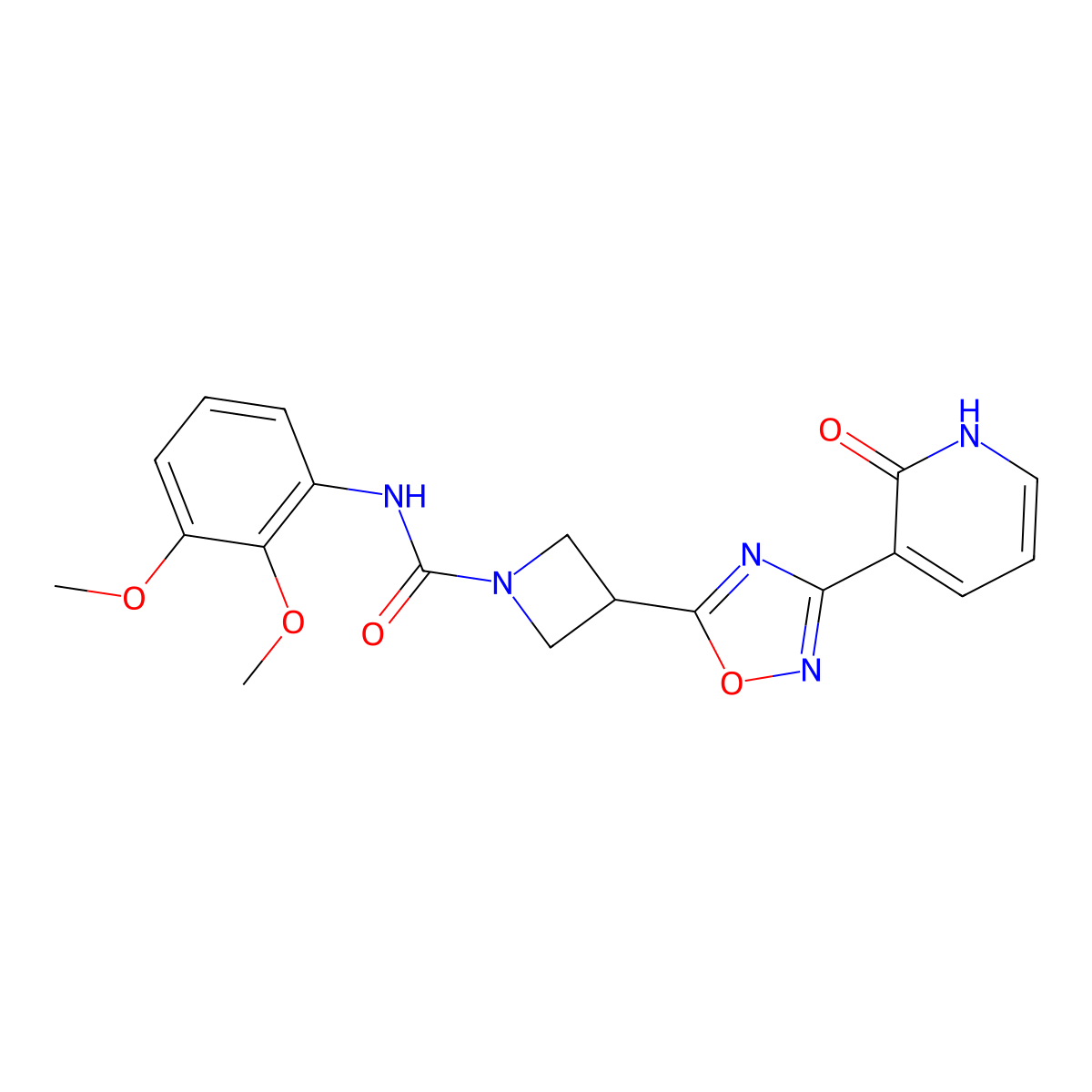 N-(2,3-dimethoxyphenyl)-3-[3-(2-oxo-1,2-dihydropyridin-3-yl)-1,2,4-oxadiazol-5-yl]azetidine-1-carboxamide molecular structure, CAS 1396885-05-4