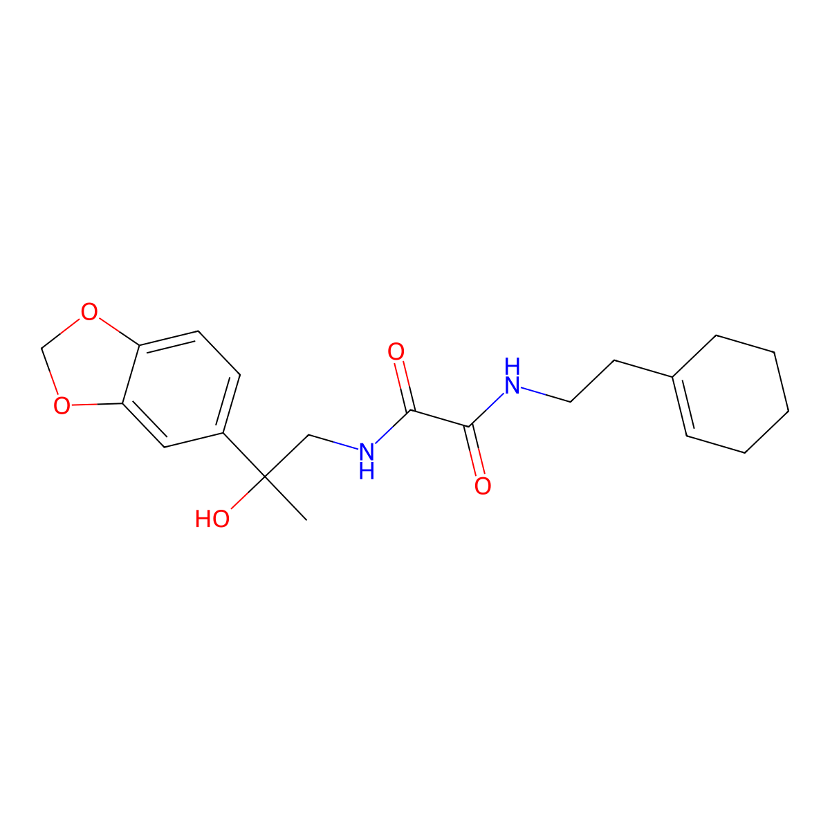 N1-(2-(benzo[d][1,3]dioxol-5-yl)-2-hydroxypropyl)-N2-(2-(cyclohex-1-en-1-yl)ethyl)oxalamide molecular structure, CAS 1396885-11-2