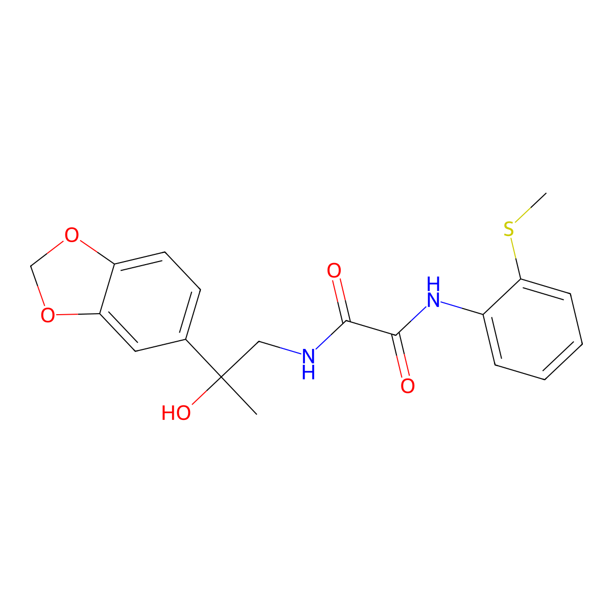 N-[2-(2H-1,3-benzodioxol-5-yl)-2-hydroxypropyl]-N'-[2-(methylsulfanyl)phenyl]ethanediamide molecular structure, CAS 1396885-15-6