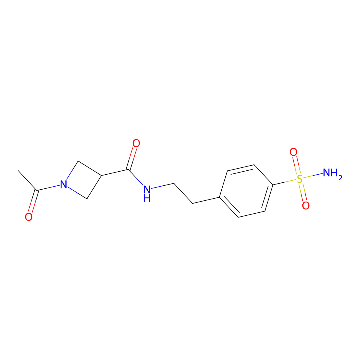 1-acetyl-N-(4-sulfamoylphenethyl)azetidine-3-carboxamide molecular structure, CAS 1396885-16-7