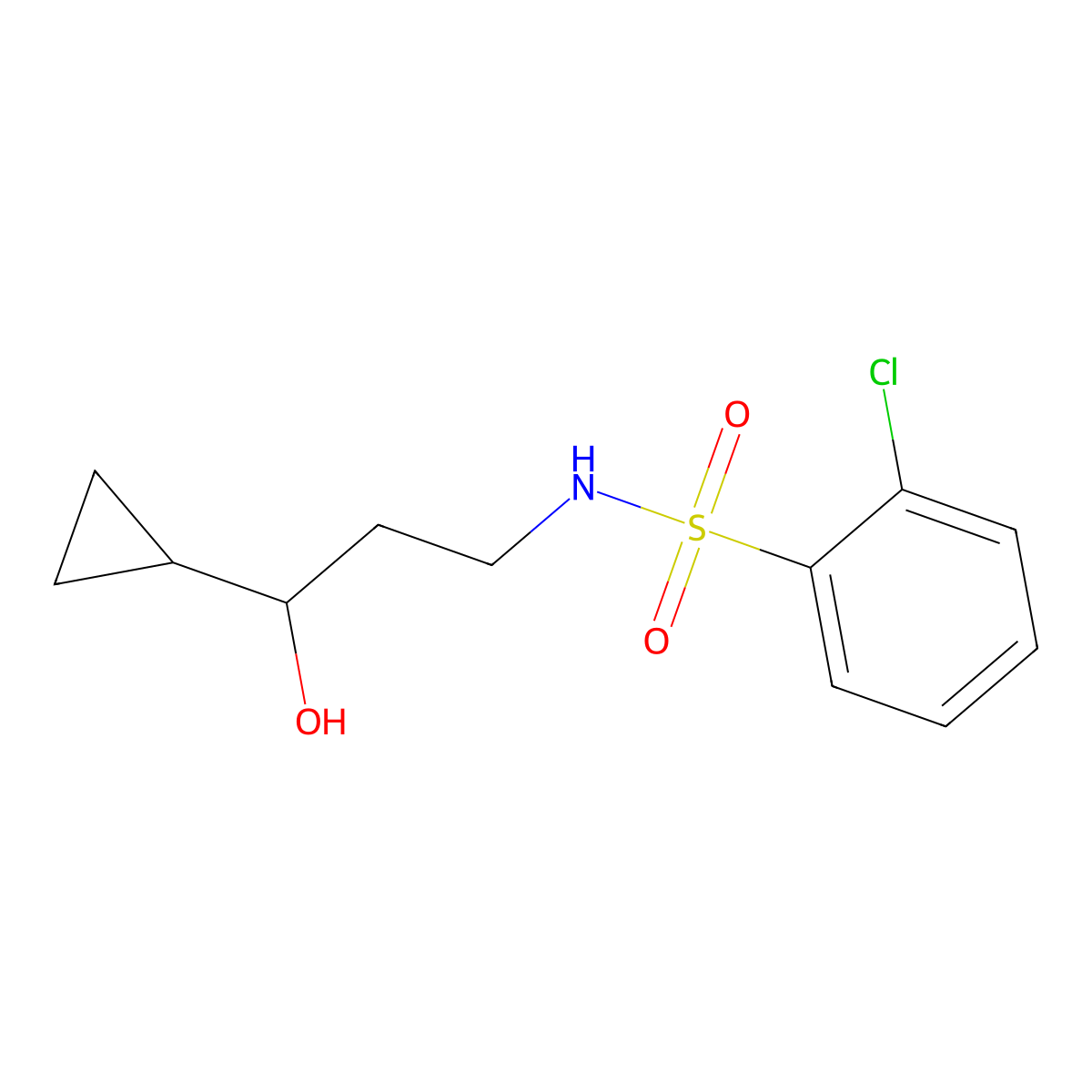 2-chloro-N-(3-cyclopropyl-3-hydroxypropyl)benzenesulfonamide molecular structure, CAS 1396885-19-0