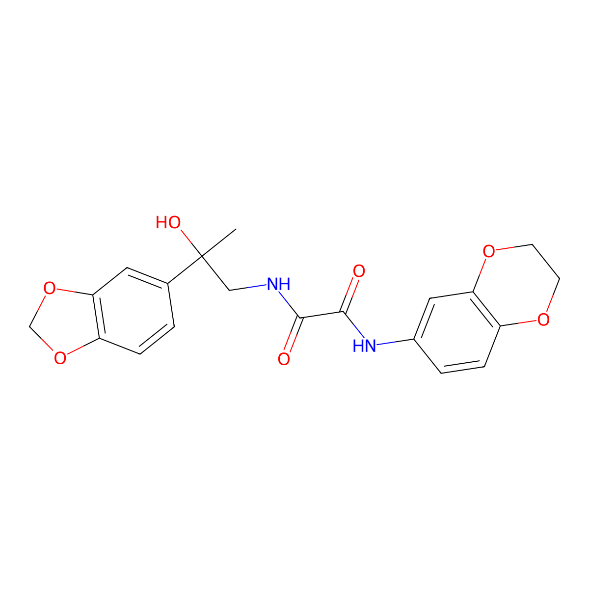 N1-(2-(benzo[d][1,3]dioxol-5-yl)-2-hydroxypropyl)-N2-(2,3-dihydrobenzo[b][1,4]dioxin-6-yl)oxalamide molecular structure, CAS 1396885-21-4