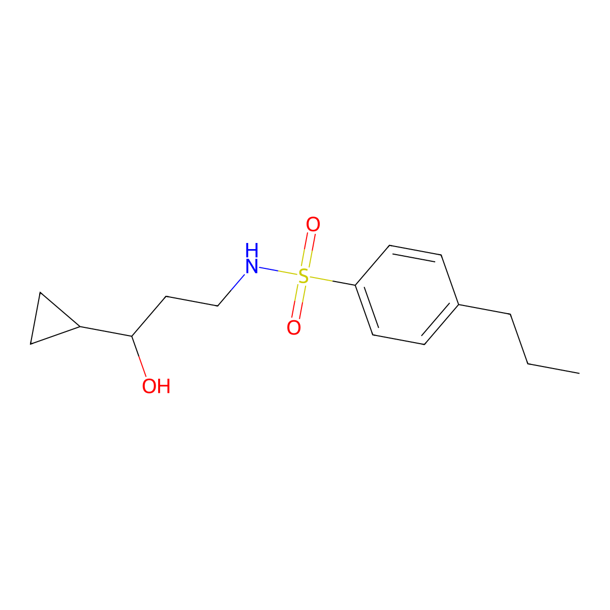 N-(3-cyclopropyl-3-hydroxypropyl)-4-propylbenzenesulfonamide molecular structure, CAS 1396885-27-0