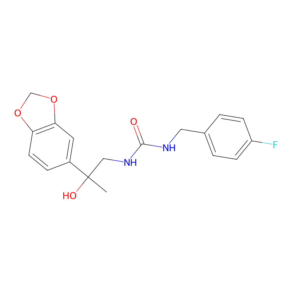 1-(2-(Benzo[d][1,3]dioxol-5-yl)-2-hydroxypropyl)-3-(4-fluorobenzyl)urea molecular structure, CAS 1396885-28-1