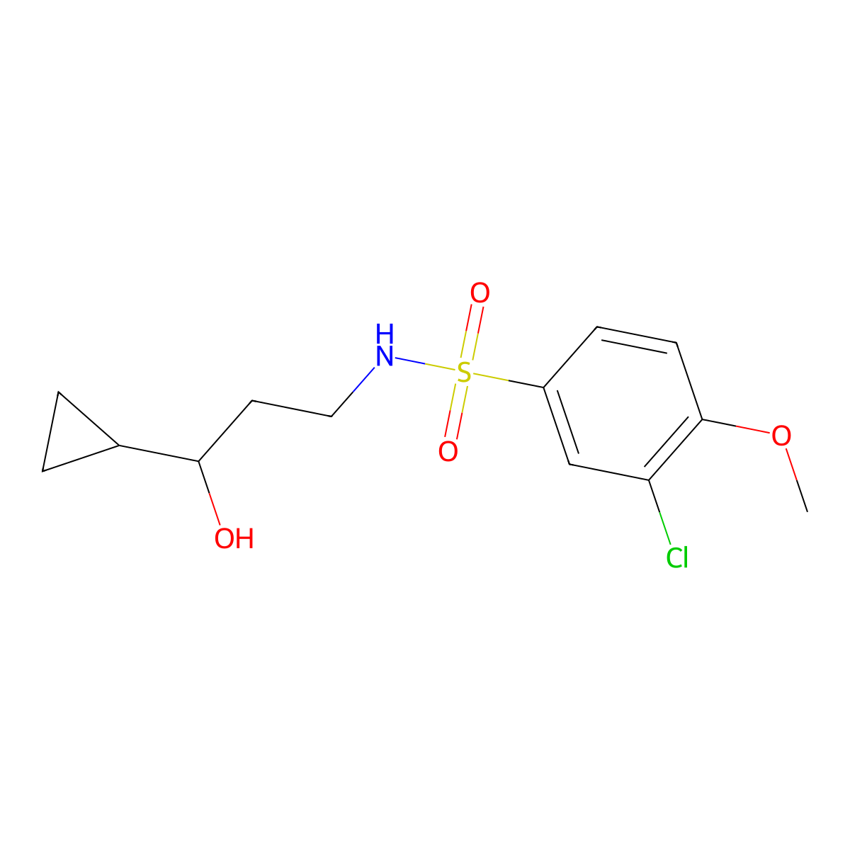 3-chloro-N-(3-cyclopropyl-3-hydroxypropyl)-4-methoxybenzenesulfonamide molecular structure, CAS 1396885-29-2