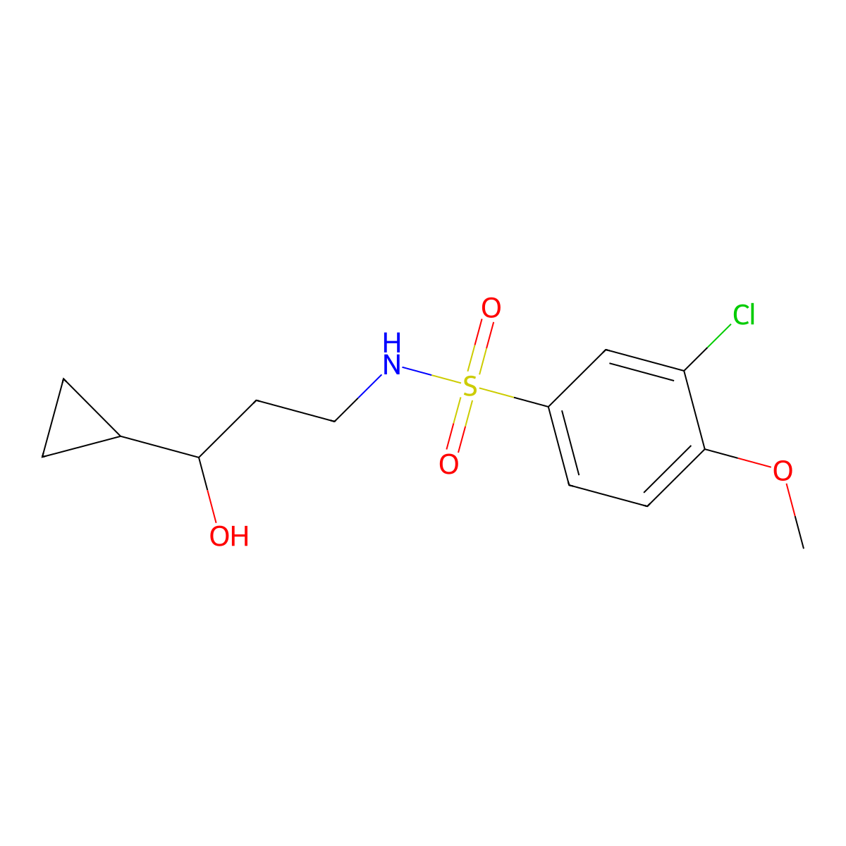 3-chloro-N-(3-cyclopropyl-3-hydroxypropyl)-4-methoxybenzenesulfonamide molecular structure, CAS 1396885-29-2