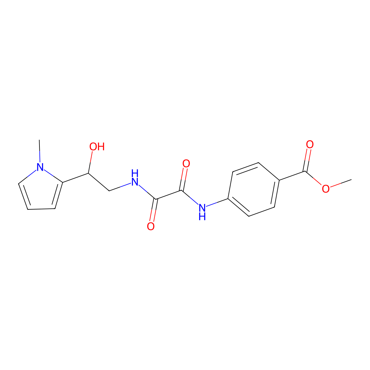methyl 4-(2-((2-hydroxy-2-(1-methyl-1H-pyrrol-2-yl)ethyl)amino)-2-oxoacetamido)benzoate molecular structure, CAS 1396885-30-5