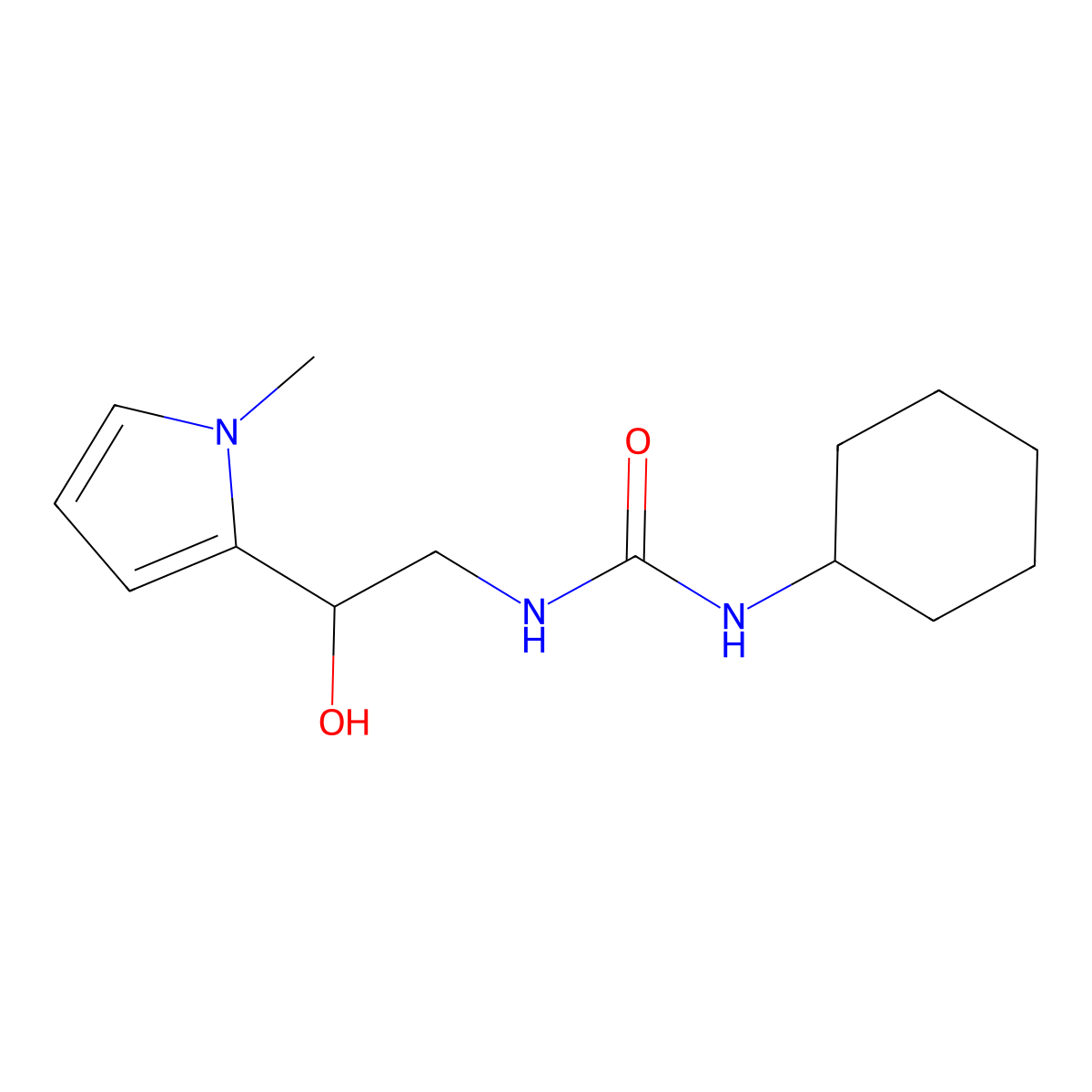 1-cyclohexyl-3-[2-hydroxy-2-(1-methyl-1H-pyrrol-2-yl)ethyl]urea molecular structure, CAS 1396885-35-0
