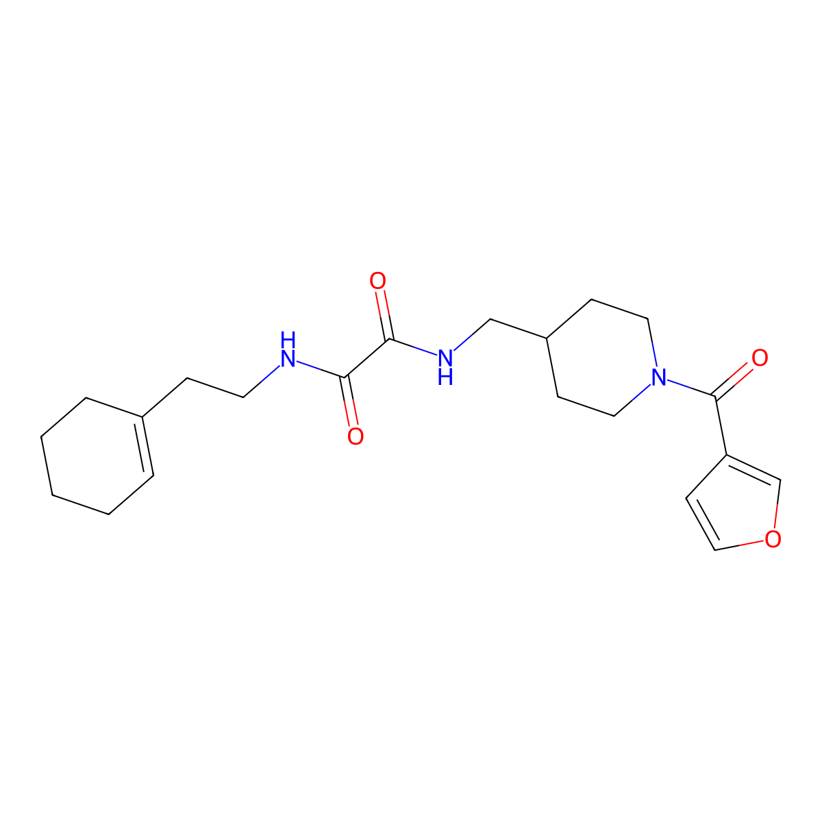 N1-(2-(cyclohex-1-en-1-yl)ethyl)-N2-((1-(furan-3-carbonyl)piperidin-4-yl)methyl)oxalamide molecular structure, CAS 1396885-38-3
