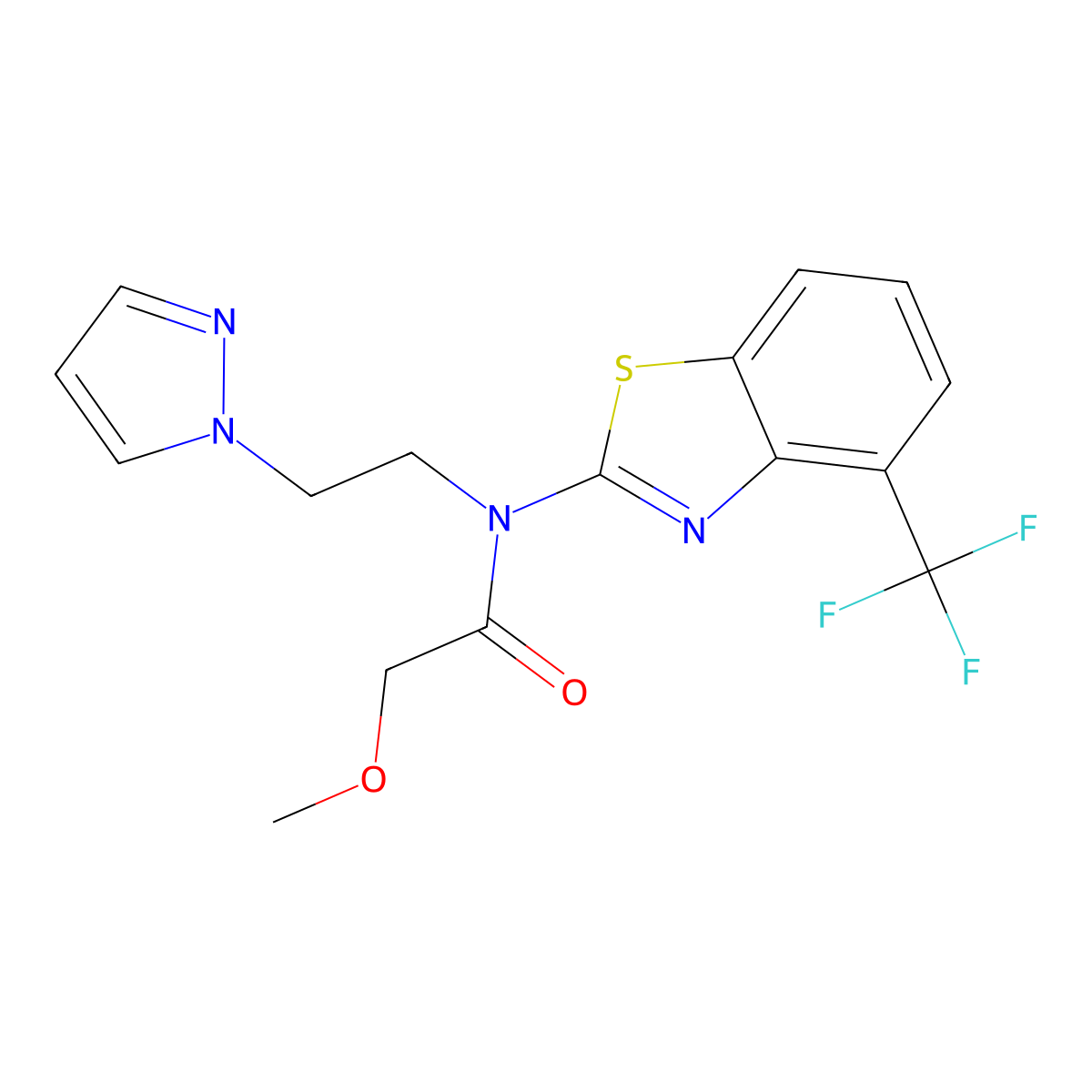 N-(2-(1H-pyrazol-1-yl)ethyl)-2-methoxy-N-(4-(trifluoromethyl)benzo[d]thiazol-2-yl)acetamide molecular structure, CAS 1396885-39-4