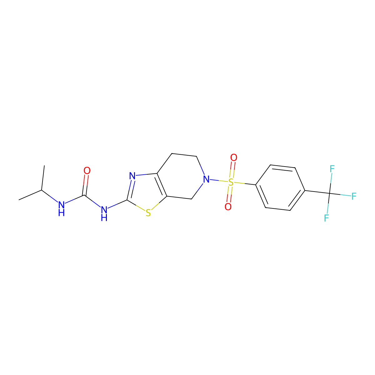 1-Isopropyl-3-(5-((4-(trifluoromethyl)phenyl)sulfonyl)-4,5,6,7-tetrahydrothiazolo[5,4-c]pyridin-2-yl)urea molecular structure, CAS 1396885-46-3