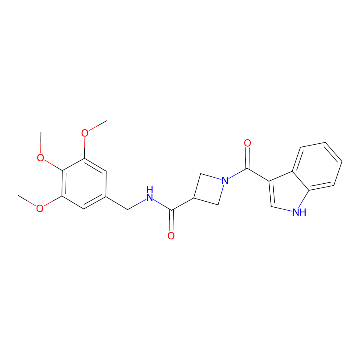 1-(1H-indole-3-carbonyl)-N-(3,4,5-trimethoxybenzyl)azetidine-3-carboxamide molecular structure, CAS 1396885-48-5