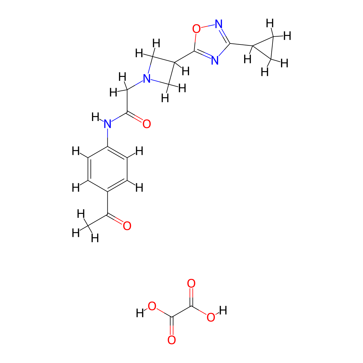 N-(4-acetylphenyl)-2-(3-(3-cyclopropyl-1,2,4-oxadiazol-5-yl)azetidin-1-yl)acetamide oxalate molecular structure, CAS 1396885-63-4