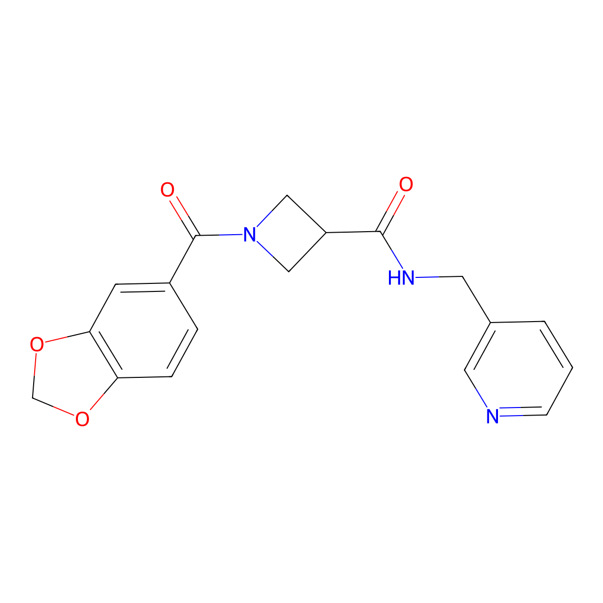 1-(benzo[d][1,3]dioxole-5-carbonyl)-N-(pyridin-3-ylmethyl)azetidine-3-carboxamide molecular structure, CAS 1396885-71-4