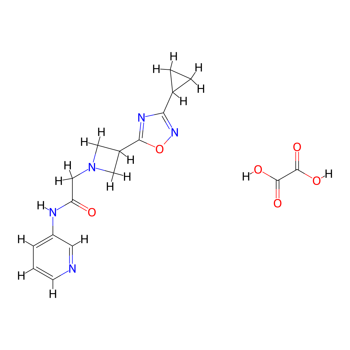 2-(3-(3-cyclopropyl-1,2,4-oxadiazol-5-yl)azetidin-1-yl)-N-(pyridin-3-yl)acetamide oxalate molecular structure, CAS 1396885-78-1