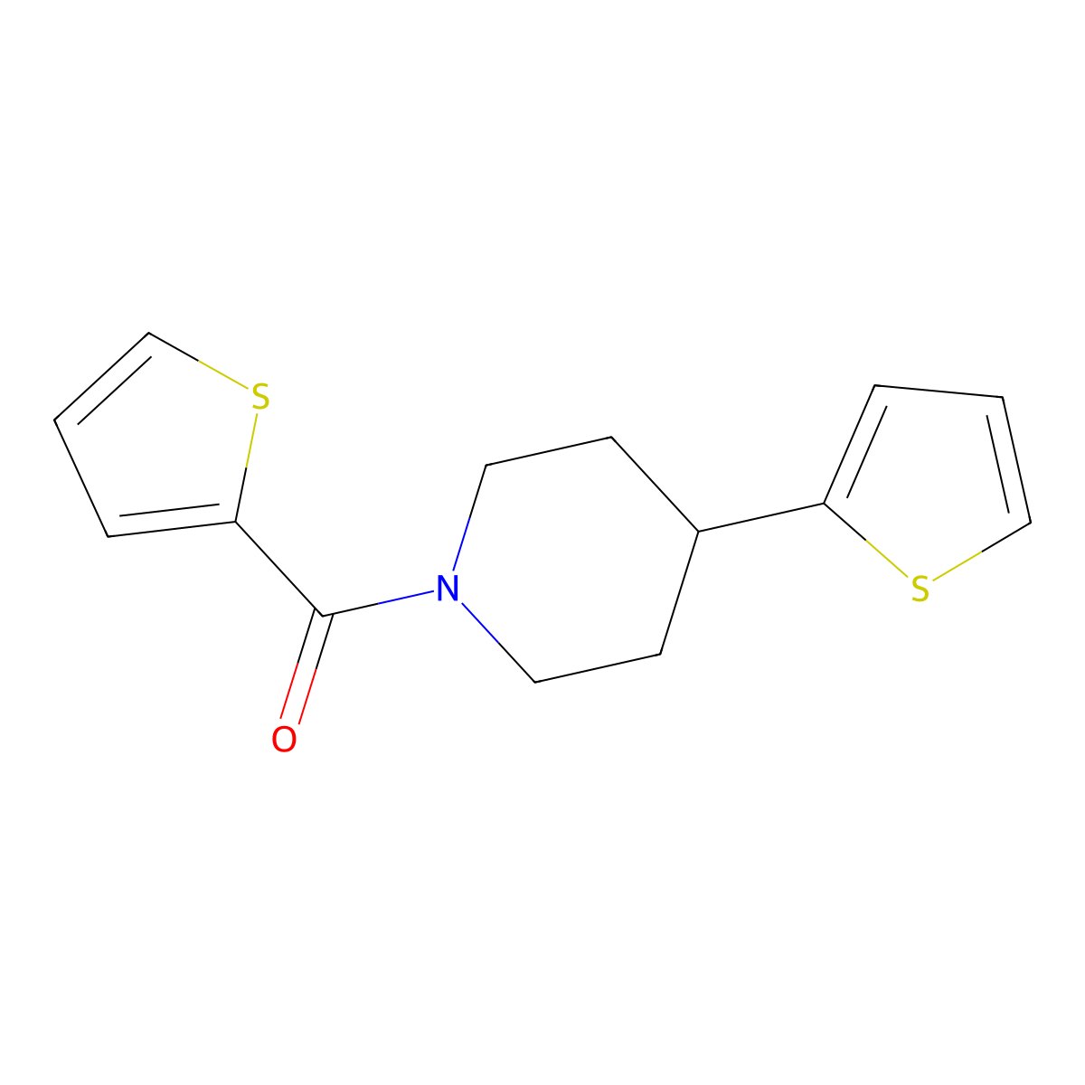 Thiophen-2-yl(4-(thiophen-2-yl)piperidin-1-yl)methanone molecular structure, CAS 1396885-79-2