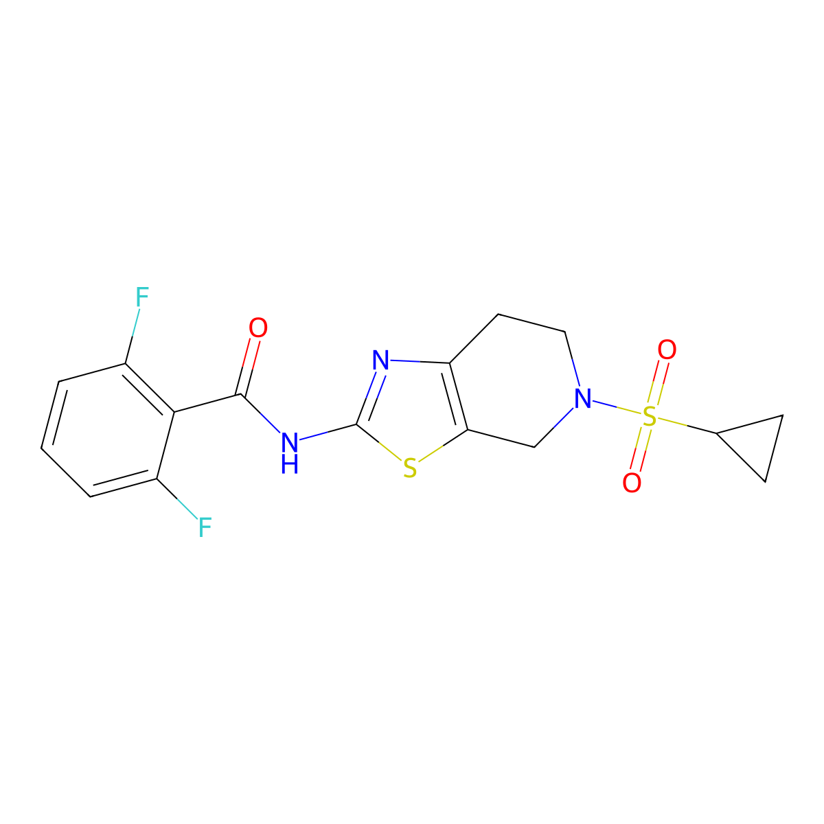 N-(5-(cyclopropylsulfonyl)-4,5,6,7-tetrahydrothiazolo[5,4-c]pyridin-2-yl)-2,6-difluorobenzamide molecular structure, CAS 1396885-82-7
