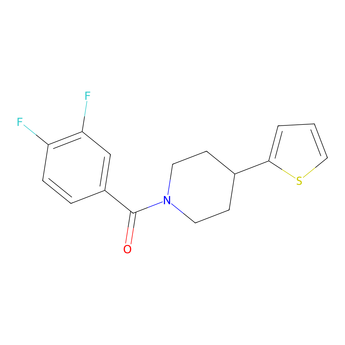 (3,4-Difluorophenyl)(4-(thiophen-2-yl)piperidin-1-yl)methanone molecular structure, CAS 1396885-85-0