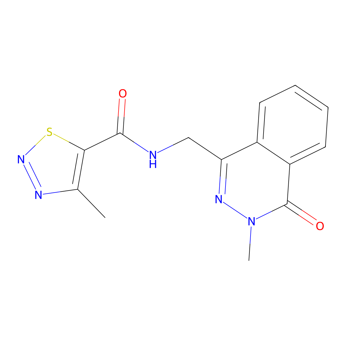 4-methyl-N-[(3-methyl-4-oxo-3,4-dihydrophthalazin-1-yl)methyl]-1,2,3-thiadiazole-5-carboxamide molecular structure, CAS 1396885-86-1
