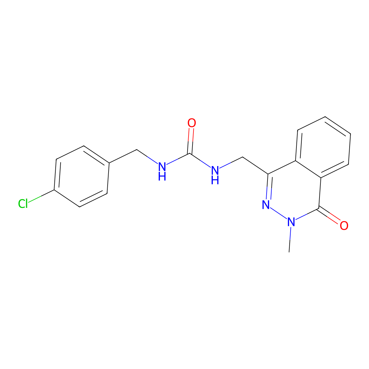 1-(4-Chlorobenzyl)-3-((3-methyl-4-oxo-3,4-dihydrophthalazin-1-yl)methyl)urea molecular structure, CAS 1396885-89-4
