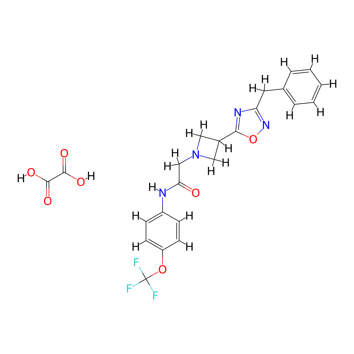 2-(3-(3-benzyl-1,2,4-oxadiazol-5-yl)azetidin-1-yl)-N-(4-(trifluoromethoxy)phenyl)acetamide oxalate molecular structure, CAS 1396885-91-8