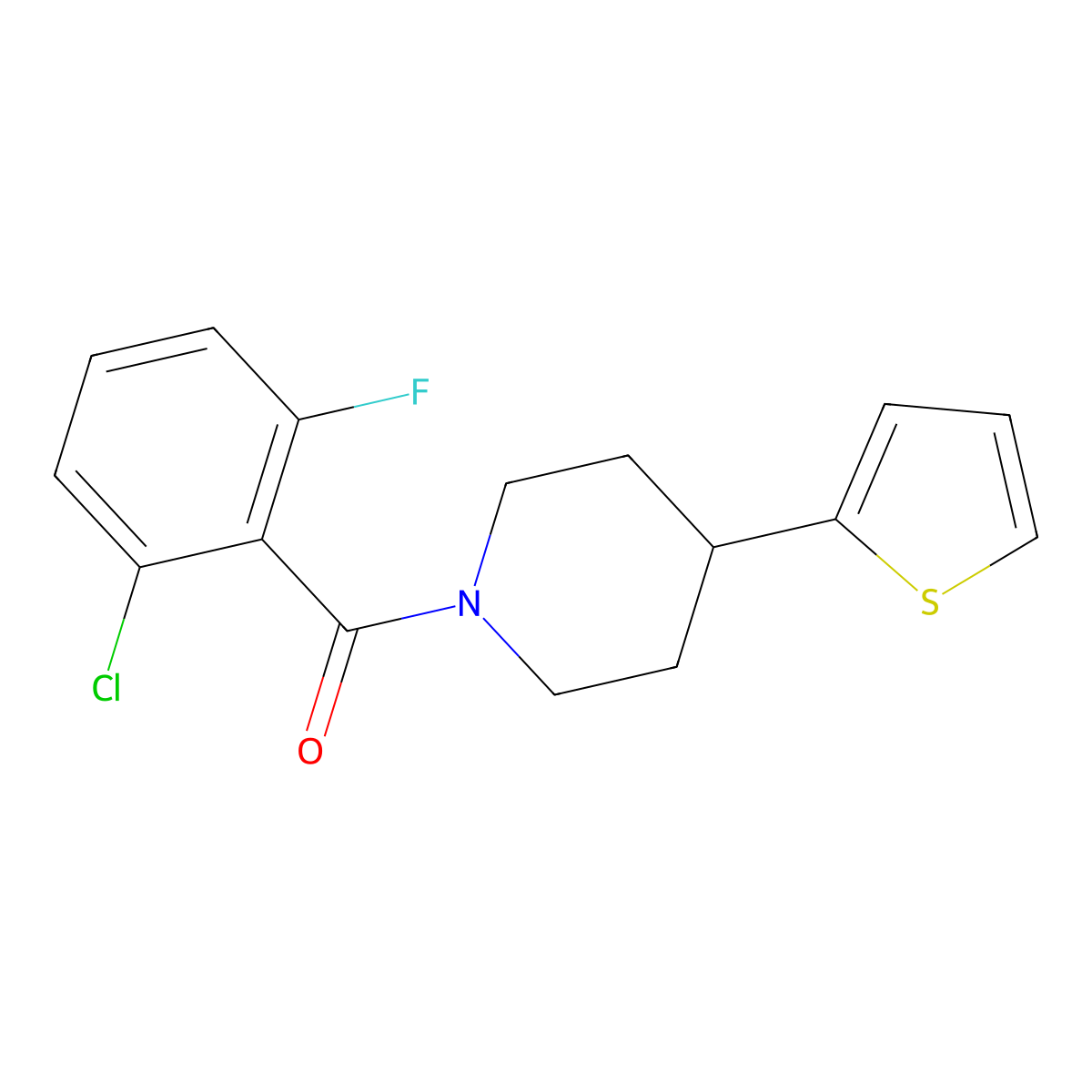 (2-Chloro-6-fluorophenyl)(4-(thiophen-2-yl)piperidin-1-yl)methanone molecular structure, CAS 1396885-92-9