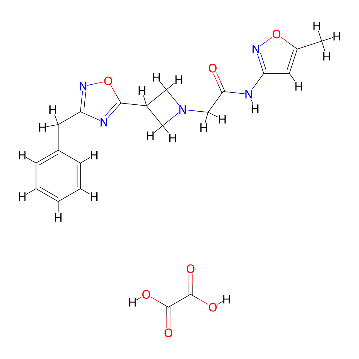2-(3-(3-benzyl-1,2,4-oxadiazol-5-yl)azetidin-1-yl)-N-(5-methylisoxazol-3-yl)acetamide oxalate molecular structure, CAS 1396885-99-6