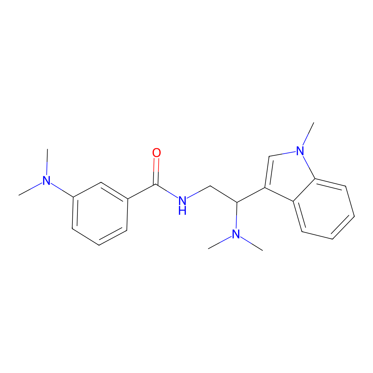 3-(dimethylamino)-N-(2-(dimethylamino)-2-(1-methyl-1H-indol-3-yl)ethyl)benzamide molecular structure, CAS 1396886-07-9