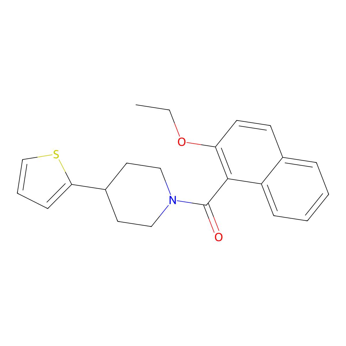 (2-Ethoxynaphthalen-1-yl)(4-(thiophen-2-yl)piperidin-1-yl)methanone molecular structure, CAS 1396886-18-2