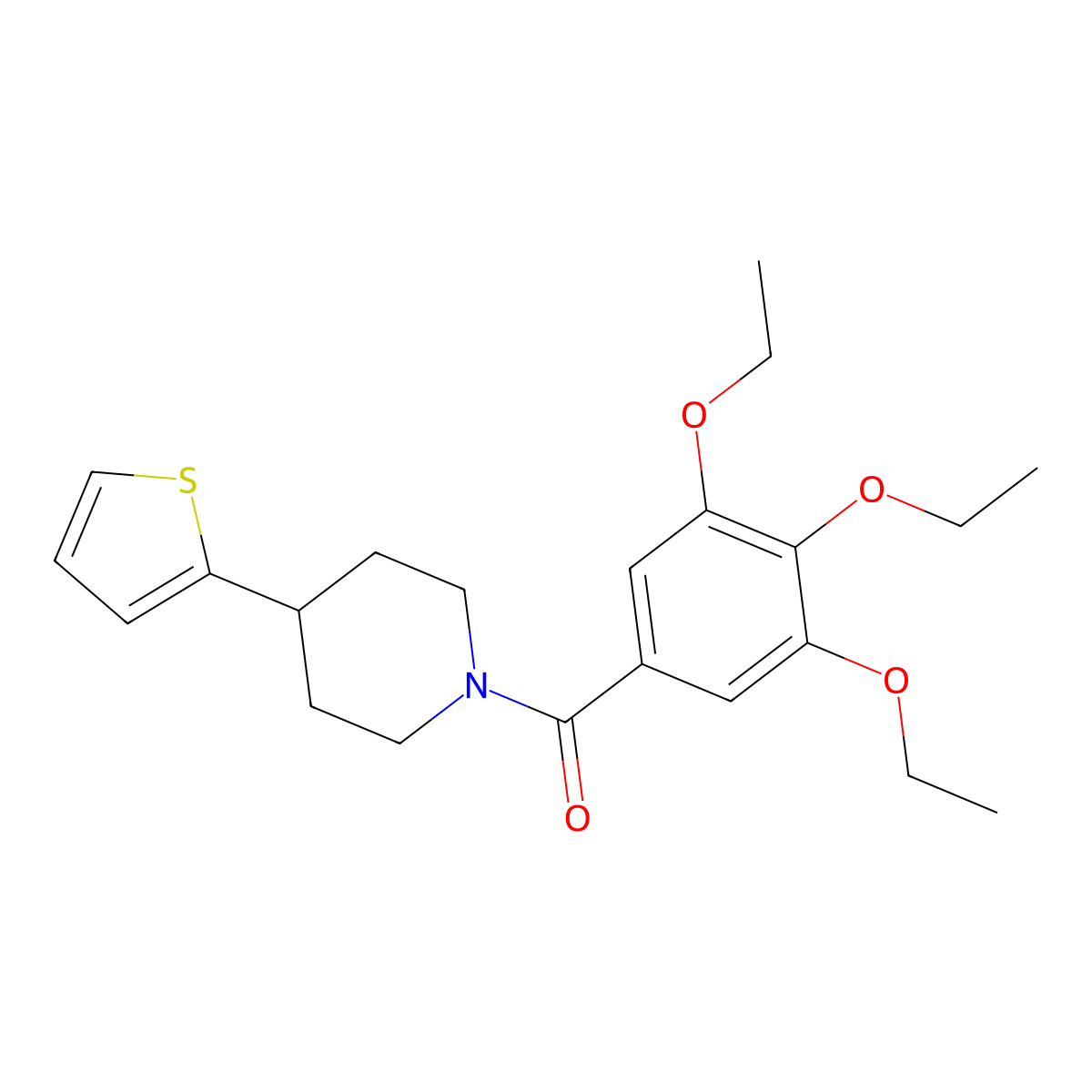(4-(Thiophen-2-yl)piperidin-1-yl)(3,4,5-triethoxyphenyl)methanone molecular structure, CAS 1396886-21-7