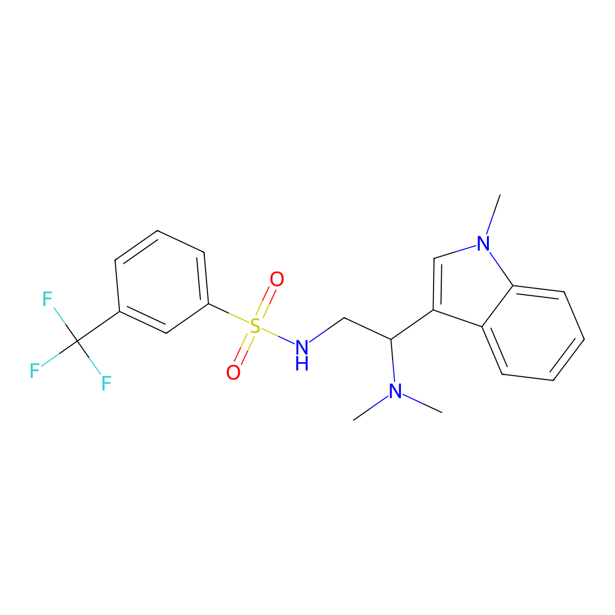 N-(2-(dimethylamino)-2-(1-methyl-1H-indol-3-yl)ethyl)-3-(trifluoromethyl)benzenesulfonamide molecular structure, CAS 1396886-22-8