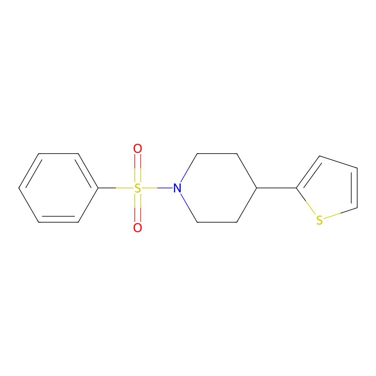 1-(Phenylsulfonyl)-4-(thiophen-2-yl)piperidine molecular structure, CAS 1396886-28-4
