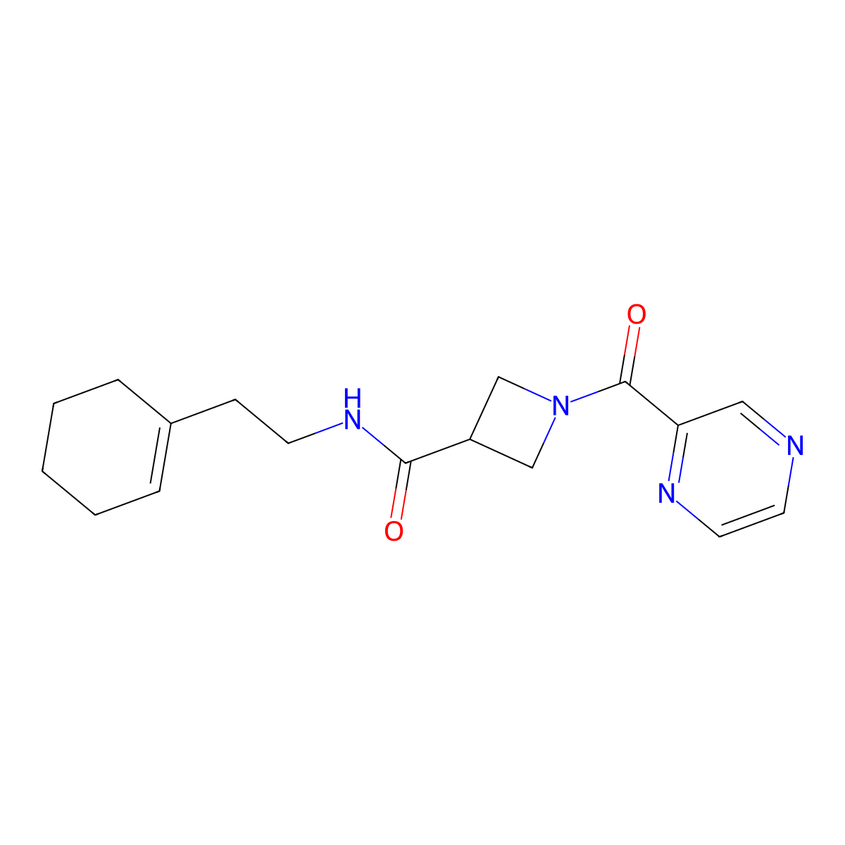 N-[2-(cyclohex-1-en-1-yl)ethyl]-1-(pyrazine-2-carbonyl)azetidine-3-carboxamide molecular structure, CAS 1396886-29-5