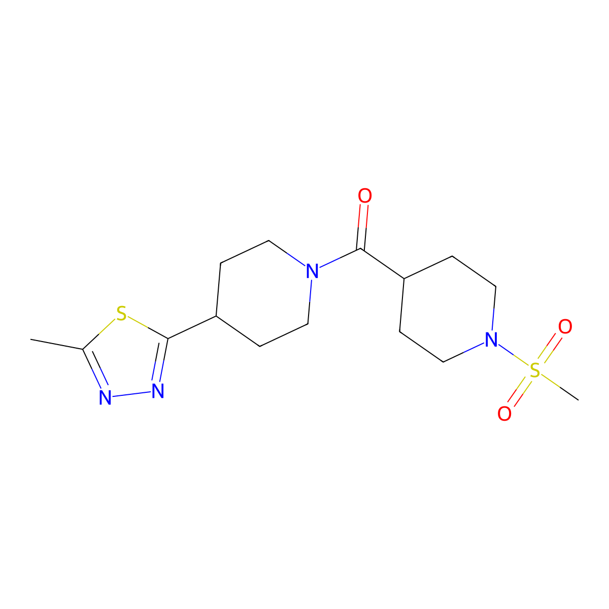 (4-(5-Methyl-1,3,4-thiadiazol-2-yl)piperidin-1-yl)(1-(methylsulfonyl)piperidin-4-yl)methanone molecular structure, CAS 1396886-33-1