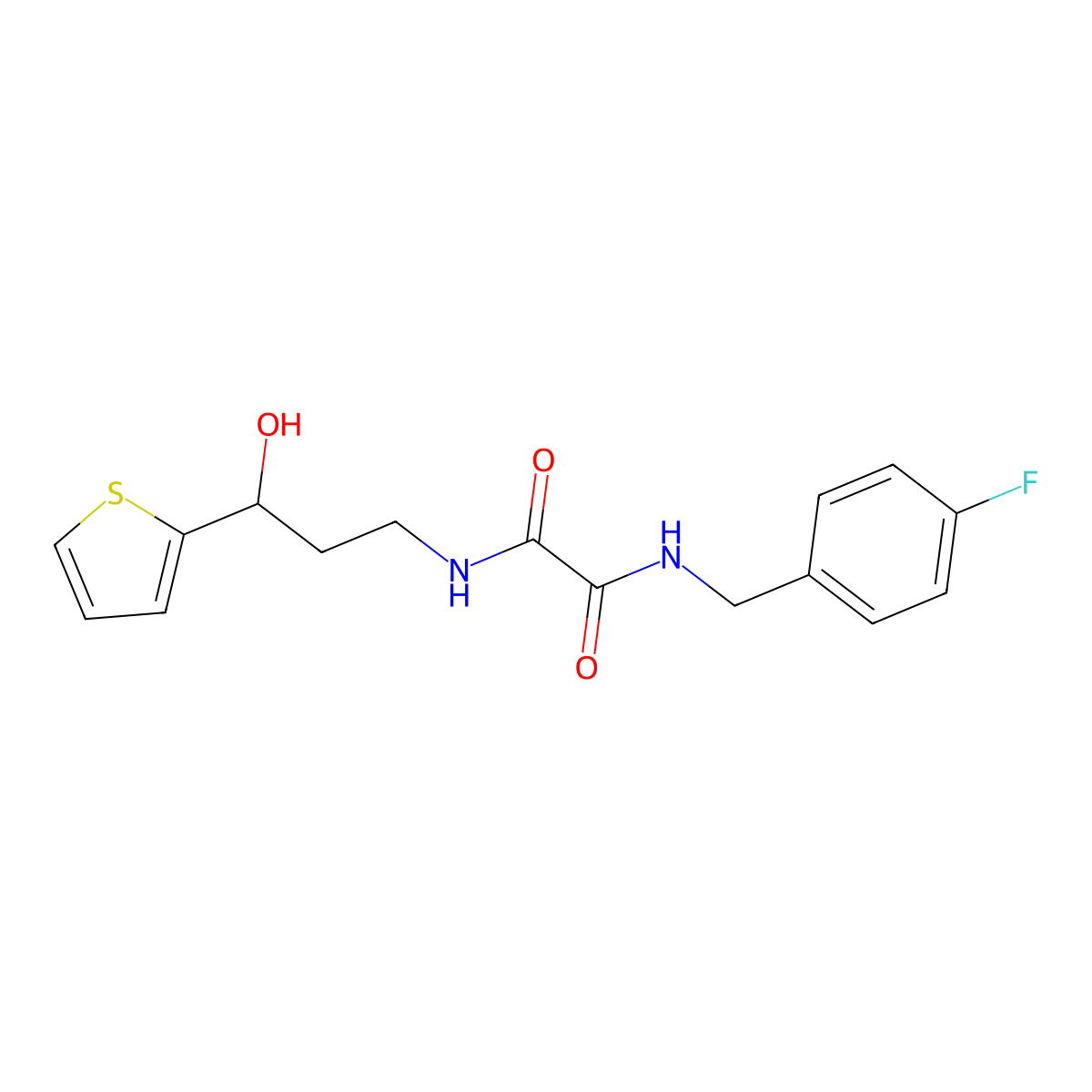 N1-(4-fluorobenzyl)-N2-(3-hydroxy-3-(thiophen-2-yl)propyl)oxalamide molecular structure, CAS 1396886-38-6