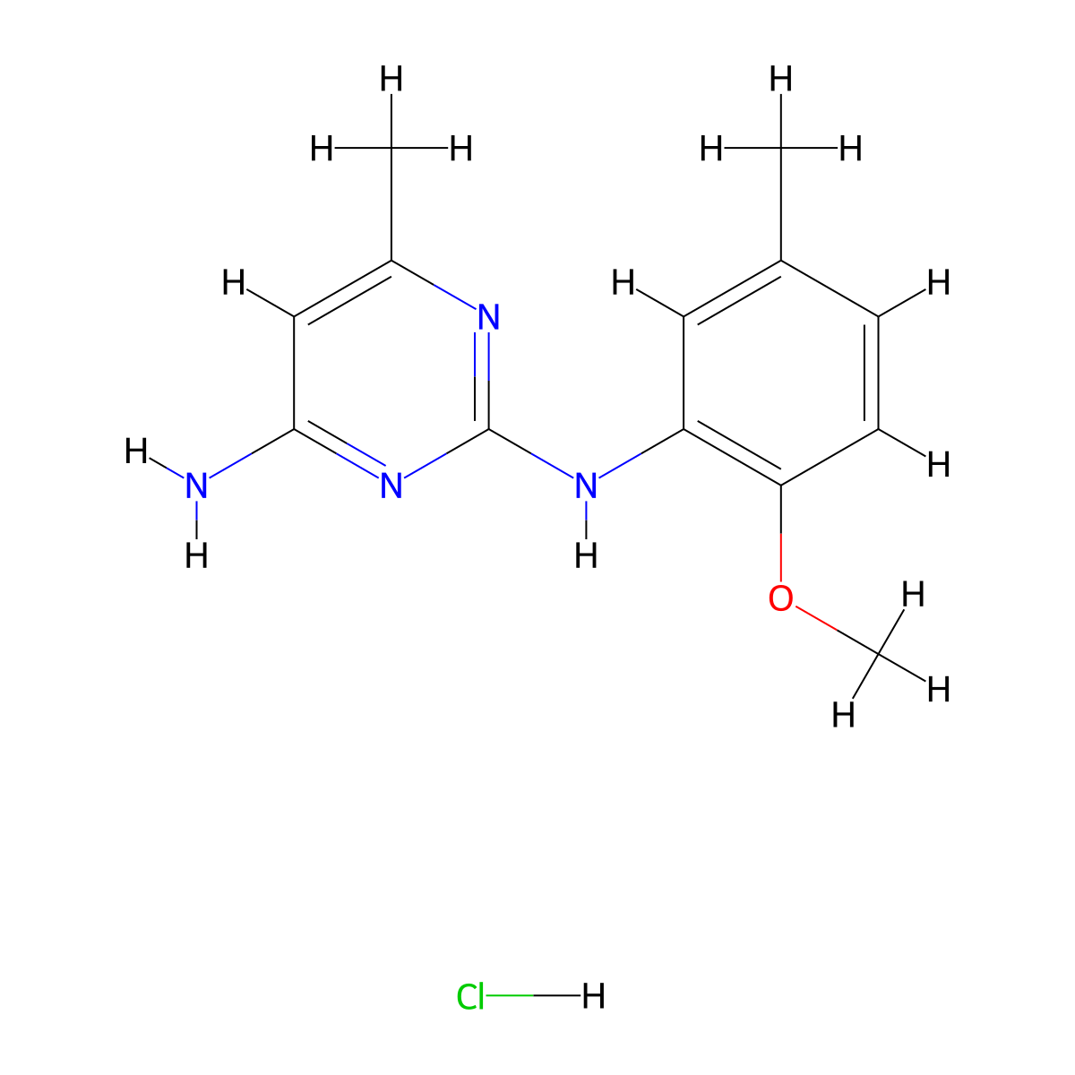 N2-(2-methoxy-5-methylphenyl)-6-methylpyrimidine-2,4-diamine hydrochloride molecular structure, CAS 1396886-44-4